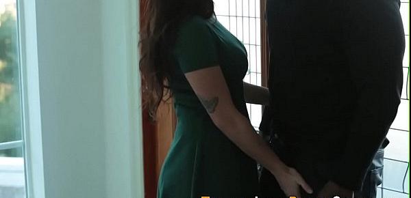 Busty whore sucks fat black rod